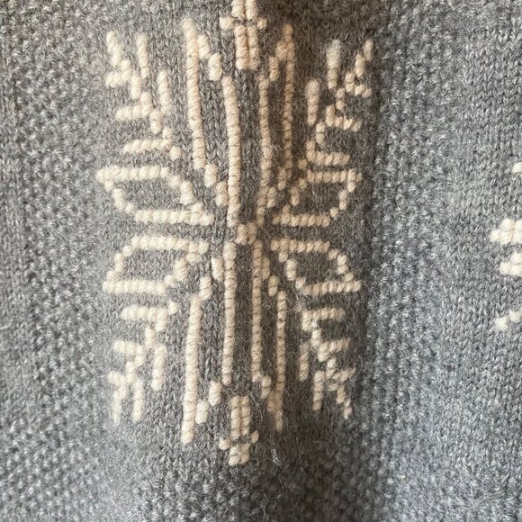 Vintage 90's Laura Ashley Signed Gray Wool Turtleneck Sweater Snowflake Large - Picture 5 of 10